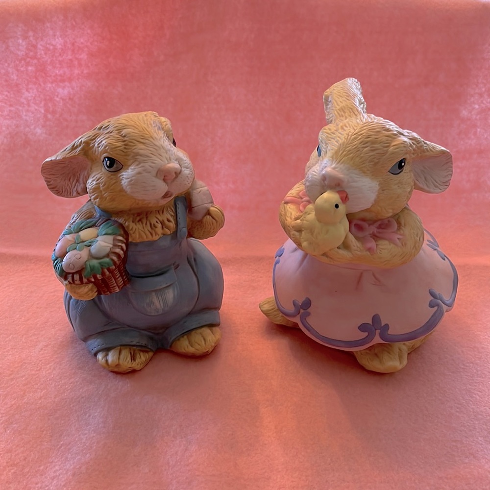 Set of 2 Vintage Ceramic Easter Bunnies